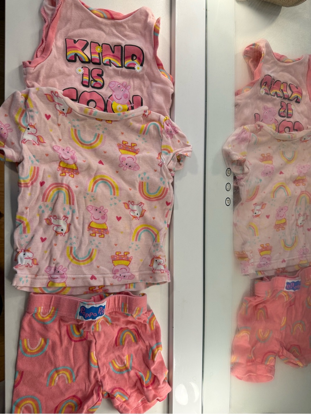 Peppa Pig Pink Rainbow Shorts & Tee Pajama (3 piece Set)
